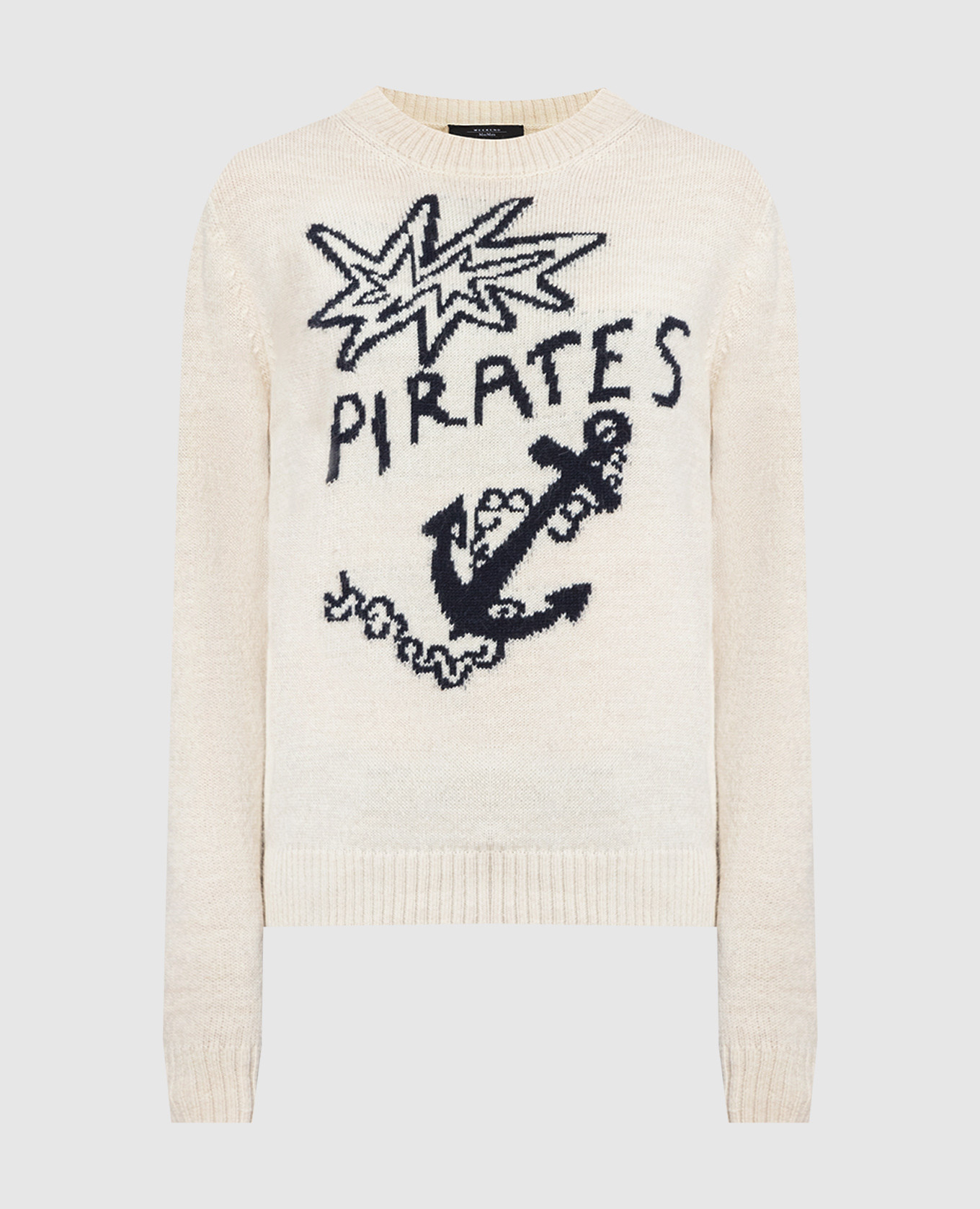 Max Mara Weekend - White sweater with Pirates pattern TAIGA - shop Max Mara Weekend - White sweater with Pirates pattern TAIGA - shop
