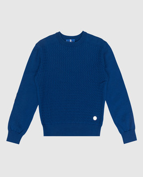 Stefano Ricci Children's blue jumper made of wool in a textured pattern K808000G01Y16480