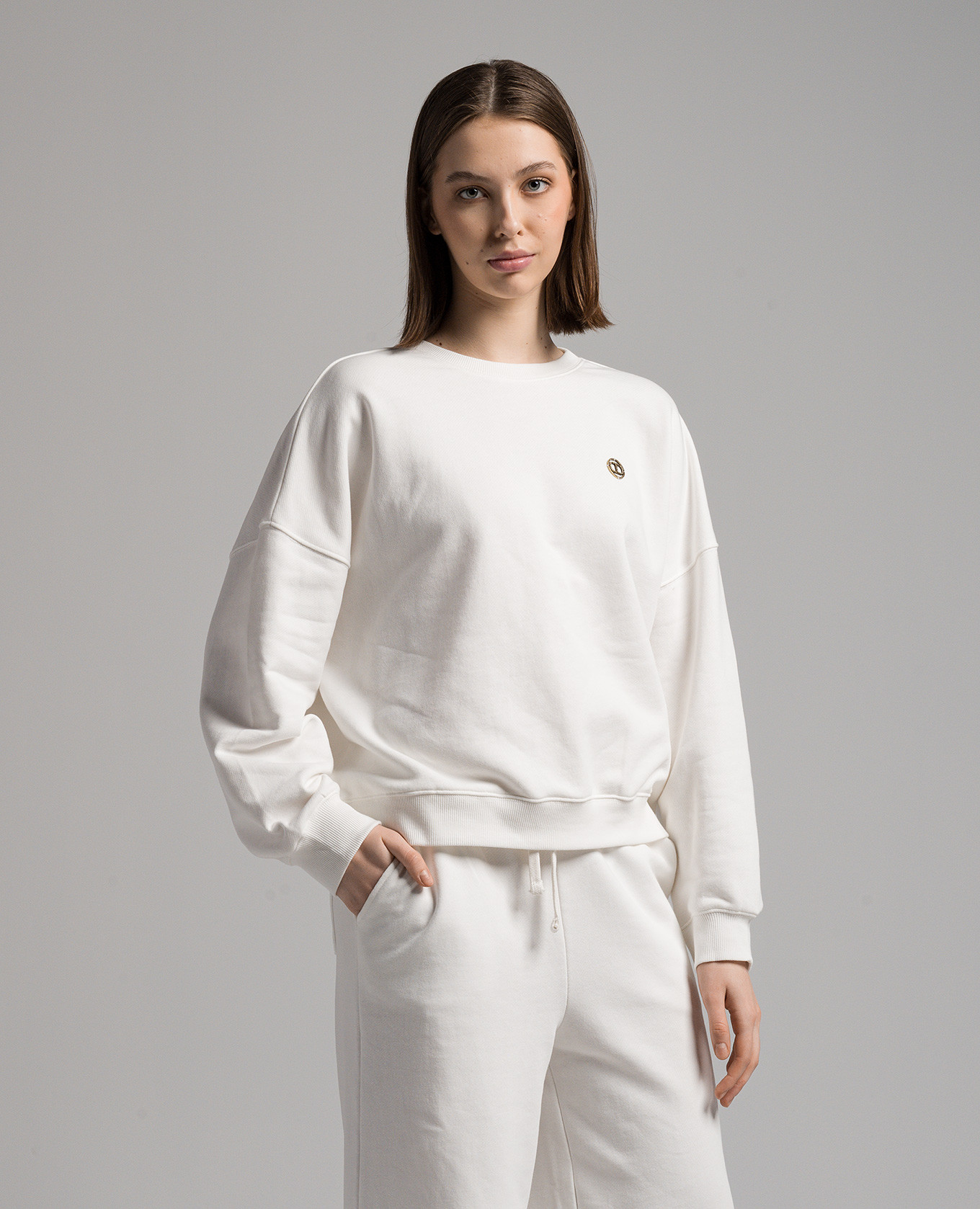 White sweatshirt with logo Twinset 3