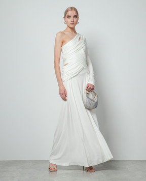 Twinset White asymmetrical dress with drape 241TP2740