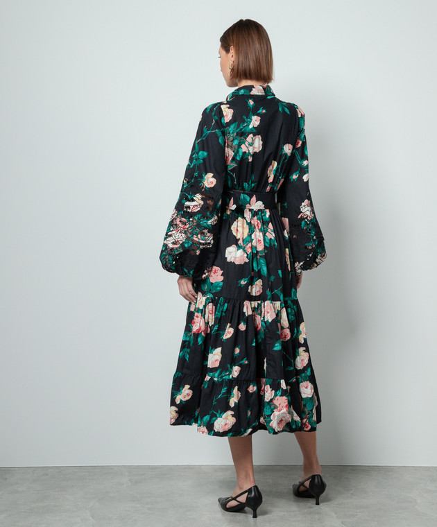 ByTimo - Black midi shirt dress in floral print with embroidery 2410602 -  shop with Sweden delivery at Symbol