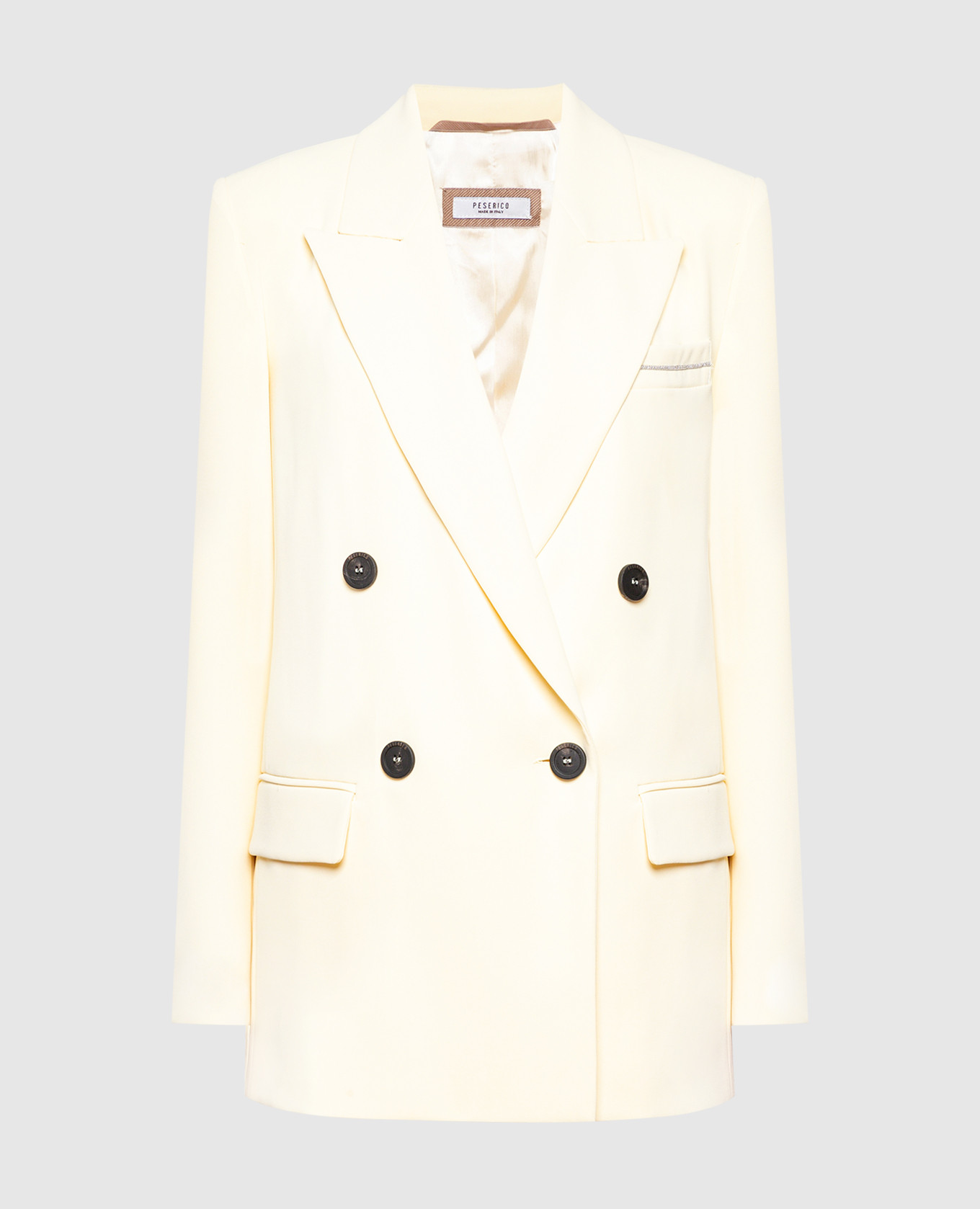 Yellow double-breasted jacket with monil chain peserico