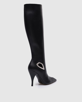 Off-White Crescent black leather boots with a metal element OWIE040F23LEA001