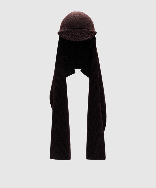 Yves Salomon A burgundy hat with a wool and cashmere scarf