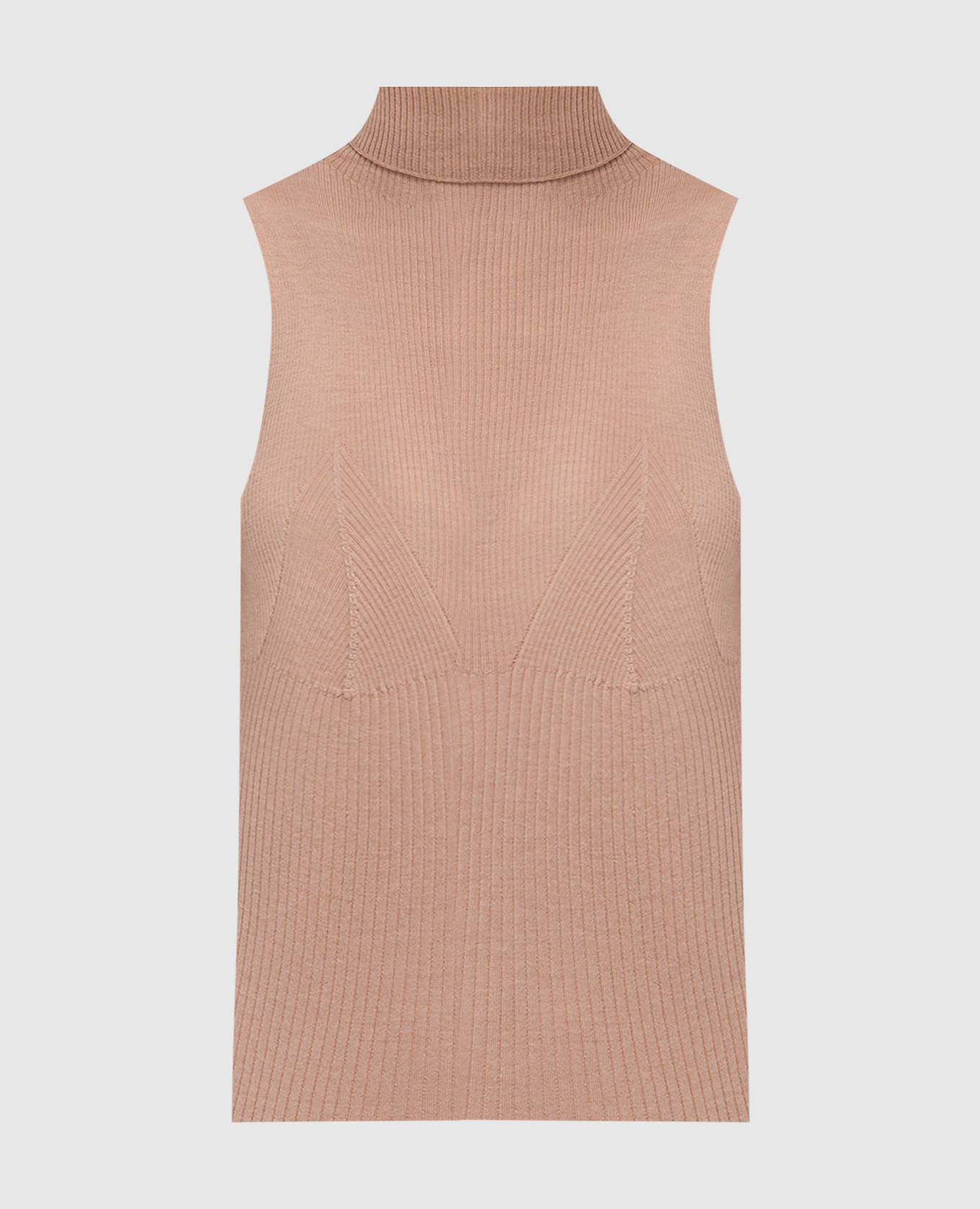 

Beige ribbed wool sleeveless turtleneck Ballantyne