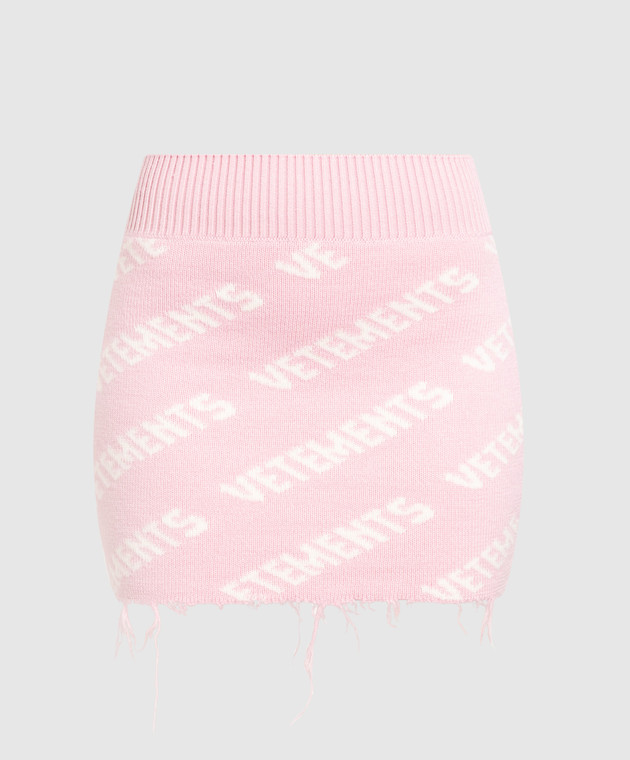 Vetements - Pink wool mini skirt with logo WE63KN280P - shop