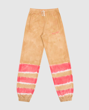 Palm Angels Children's brown joggers with a tie-dye effect PGCH001S23FLE001