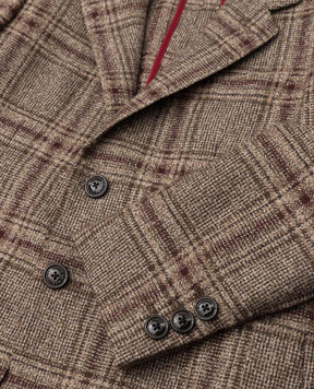 Stefano Ricci Checked wool, silk and cashmere children's dark beige blazer Y1RSGD2200WKC02A
