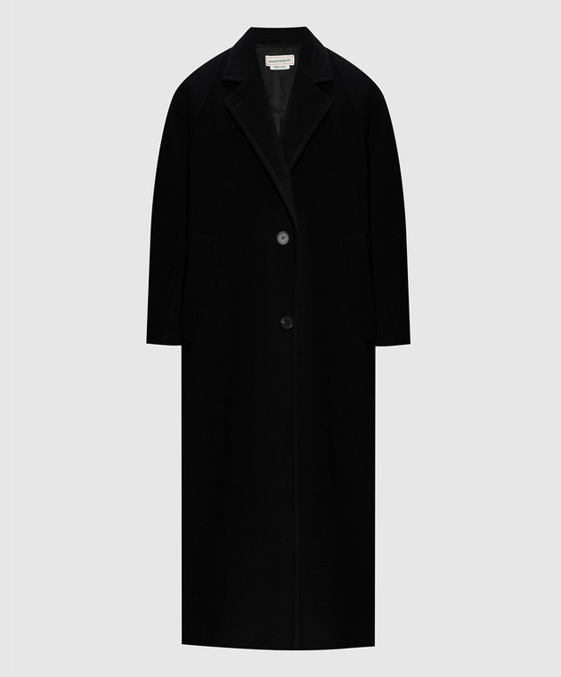 Alexander McQueen Black wool and cashmere coat with a free cut 759978QKAA9 buy with Czech Republic delivery at Symbol