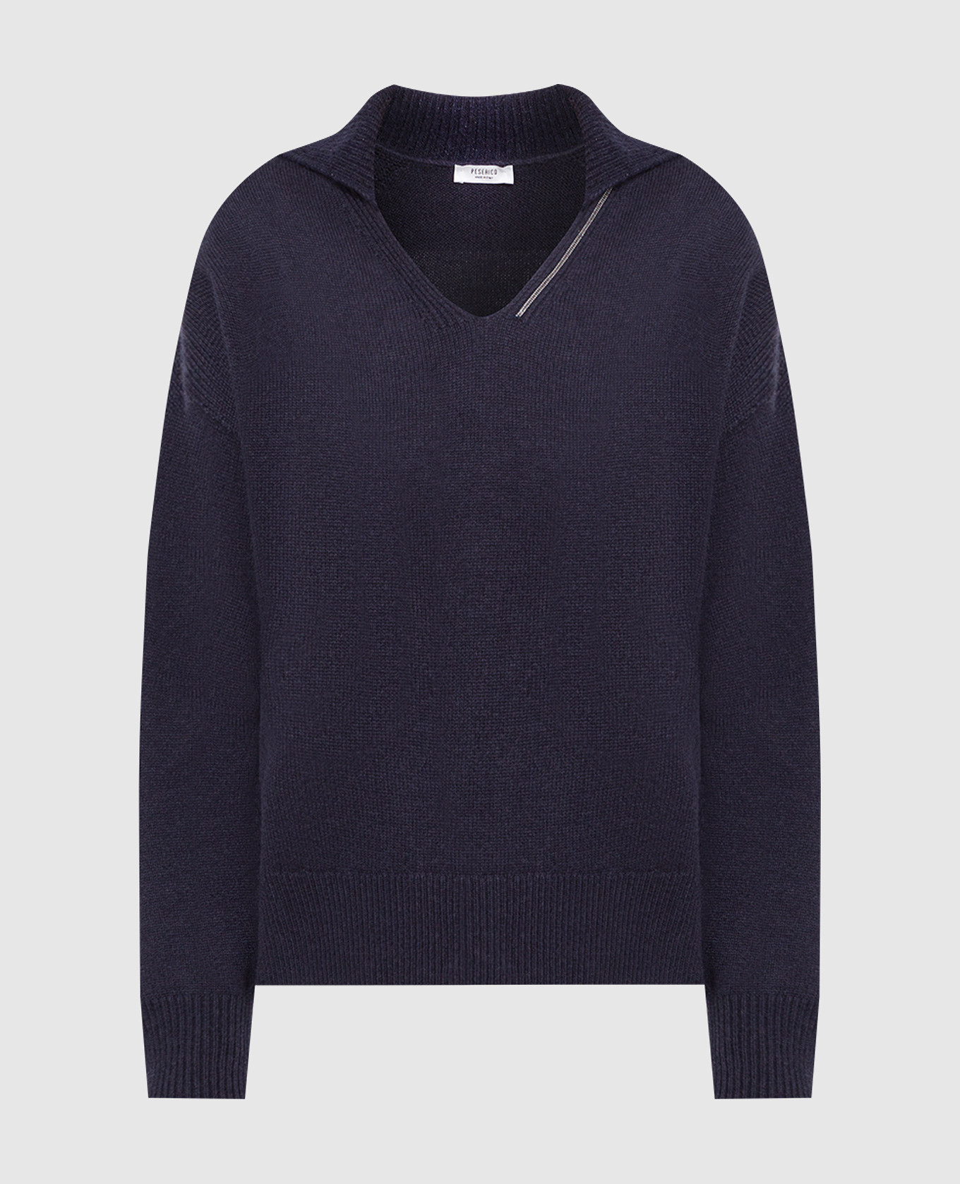 

Blue wool, silk and cashmere pullover with monil chain Peserico, Синий