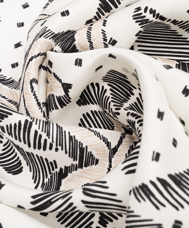 Max Mara - White silk Abaco scarf with contrasting logo print