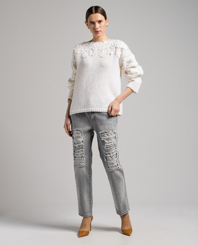 Ermanno Scervino Gray cropped jeans with slits D437P701CTGFV