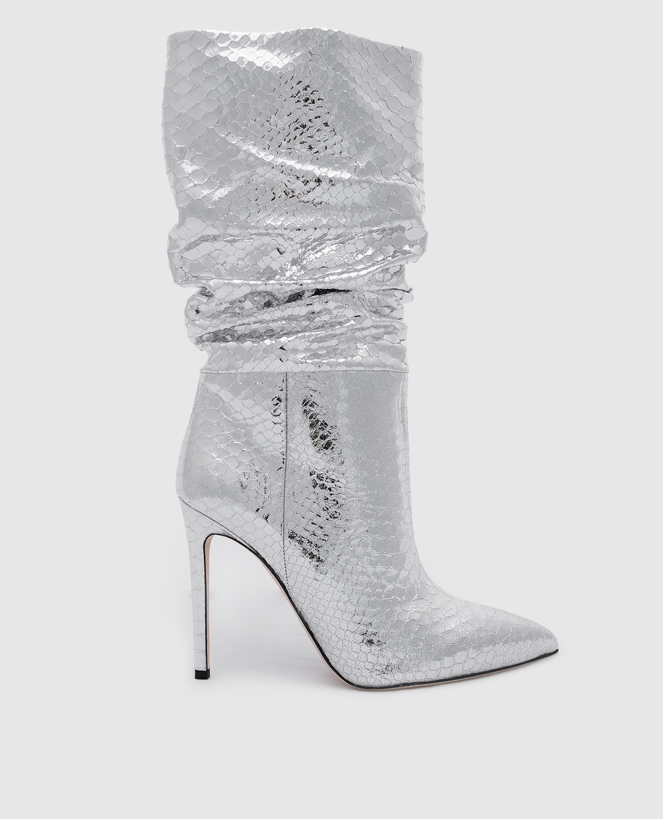 

Silver leather boots with embossed reptile skin Paris Texas, Серебристый