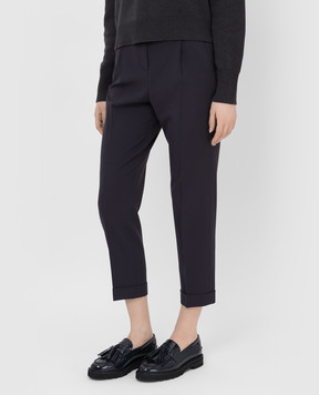 Peserico Navy blue high waist trousers P04754A01994
