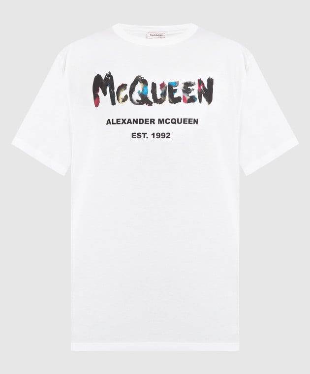 Alexander McQueen - White t-shirt with Watercolor Graffiti