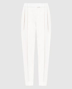 Brunello Cucinelli White pants with monil chain MF591P8254
