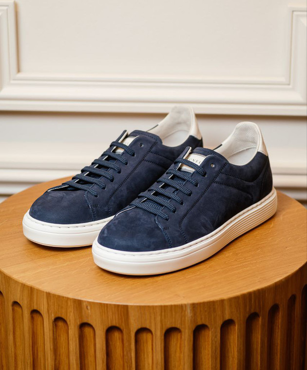 Brunello Cucinelli - Blue leather sneakers MZUDBTJ264 - shop with