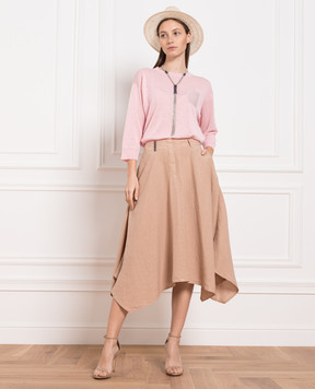Peserico Brown linen midi skirt P05189T001617