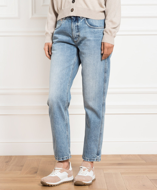 デニム・ジーパン BRUNELLO CUCINELLI Straight leg jeans (MP095P5847 C9044) Brunello Cucinelli - Blue jeans with a distressed effect