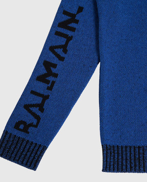 Balmain Children's blue sweater with a logo BT9P70X0106410
