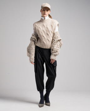 Brunello Cucinelli Beige vest in a textured pattern with lurex MMA371404