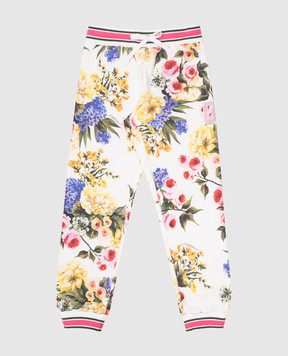 Dolce&Gabbana Children's white joggers in a floral print L5JPB1HS7N4812+
