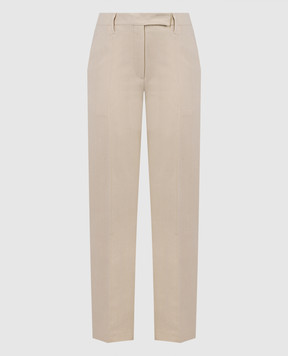 Brunello Cucinelli Beige linen pants with monil chain MH579P8587