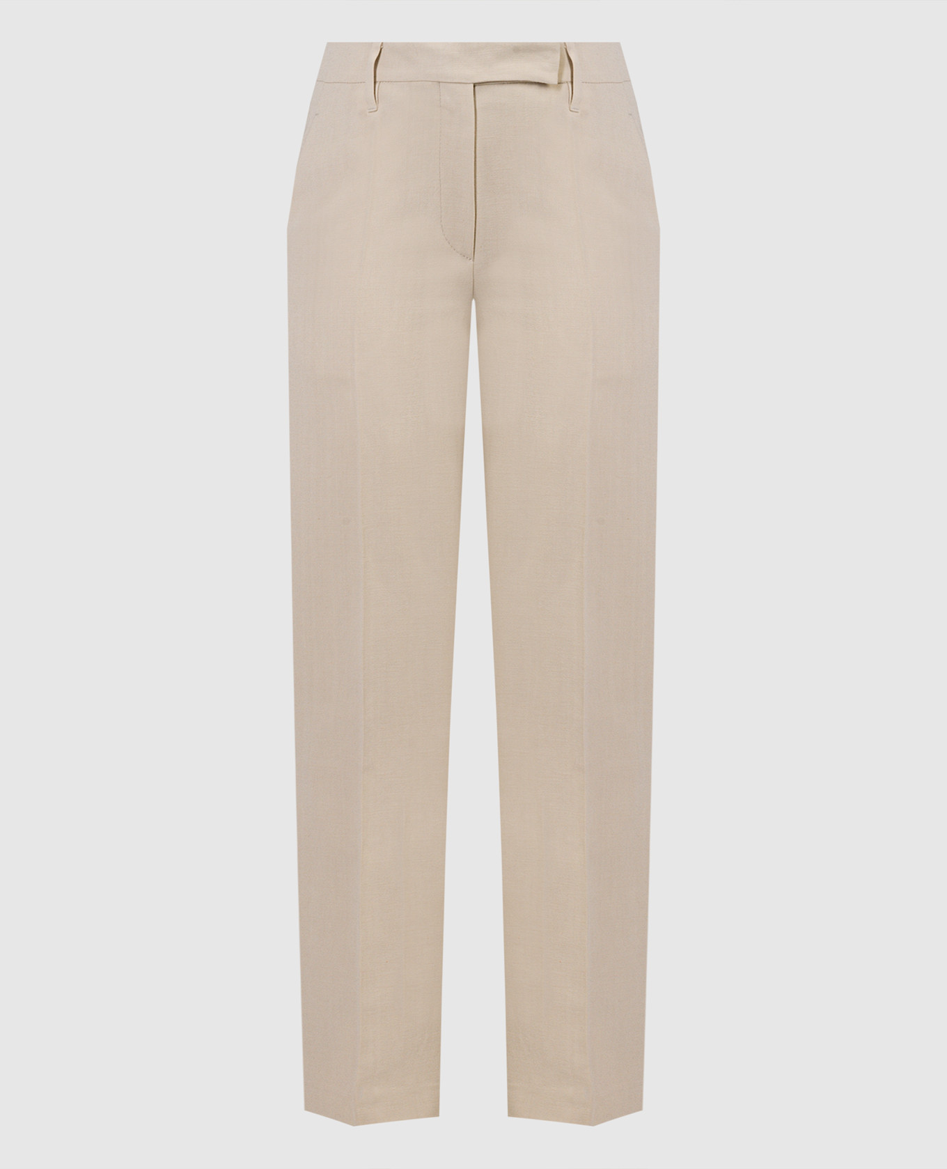 Beige linen pants with monil chain Brunello Cucinelli