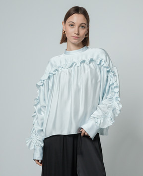 Jil Sander Blue blouse with ruffles J02NC0185J65022