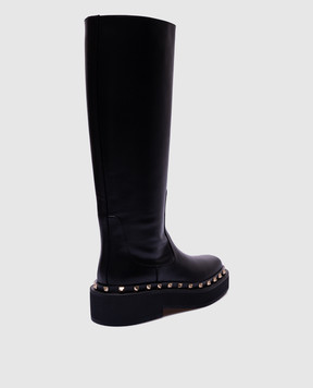 Valentino Rockstud Black Leather Boots 3W2S0HD8RPX