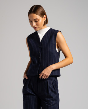 Lou Lou Studio Smith wool and cashmere striped vest in blue SMITH