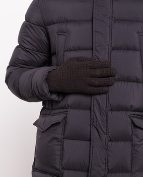 Bottega Veneta Brown gloves made of wool and cashmere in a textured pattern 708694V29M0