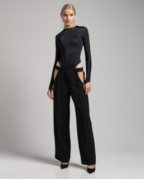 Thierry Mugler Black pants with curved necklines 23W1PA0396182