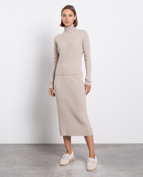 Babe Pay Pls Beige cashmere sweater and skirt suit MD9751312341MI