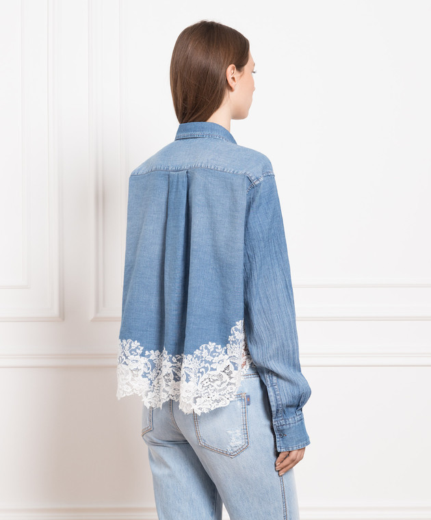 Ermanno Scervino - Blue denim shirt with lace D422K345GFB