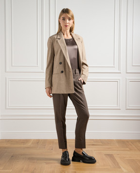 Peserico Brown double-breasted jacket with sequins S01897D0R301948