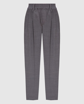 Brunello Cucinelli Gray pants with monil chain MPW07P7811