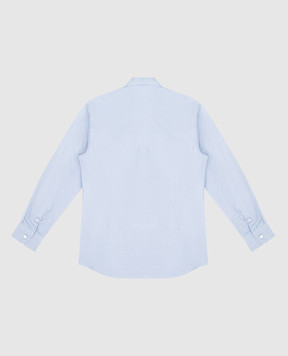 Stefano Ricci Children's light blue shirt in woven pattern with logo embroidery YC003189L1720