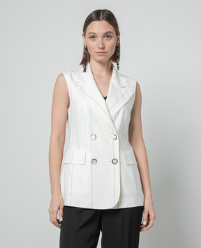 Peserico White striped vest with wool S0360306465