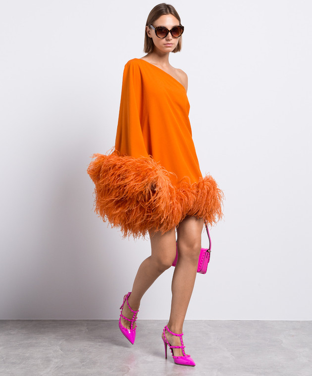 marmo mini dress Taller Marmo - Orange mini dress with ostrich feathers CORE01