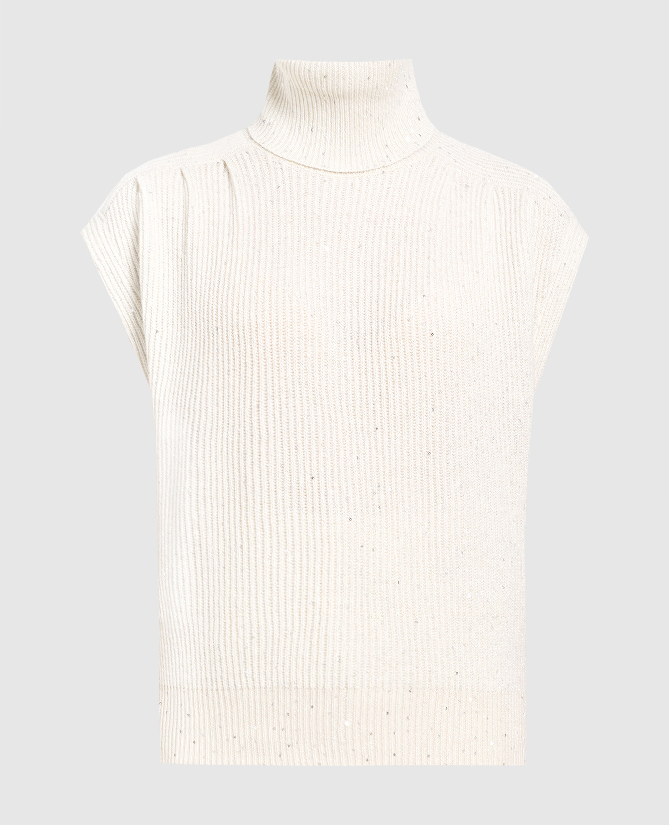 

Milky vest in wool and cashmere with sequins Brunello Cucinelli, Beige