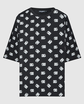 Dolce&Gabbana Black t-shirt with monogram logo print G8PB8TG7L5E