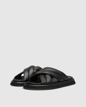 Dolce&Gabbana Black flip-flops with textured logo A80329AD437