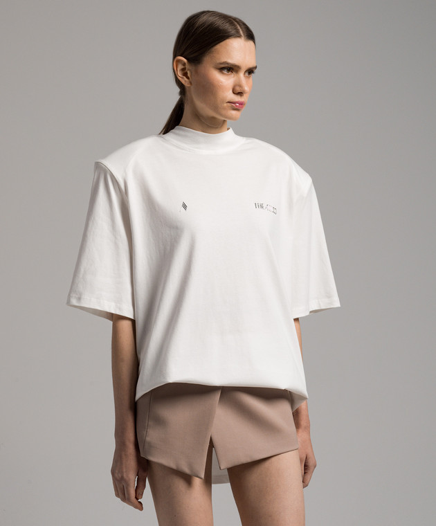 The Attico - White T-shirt by Kylie with textured logo