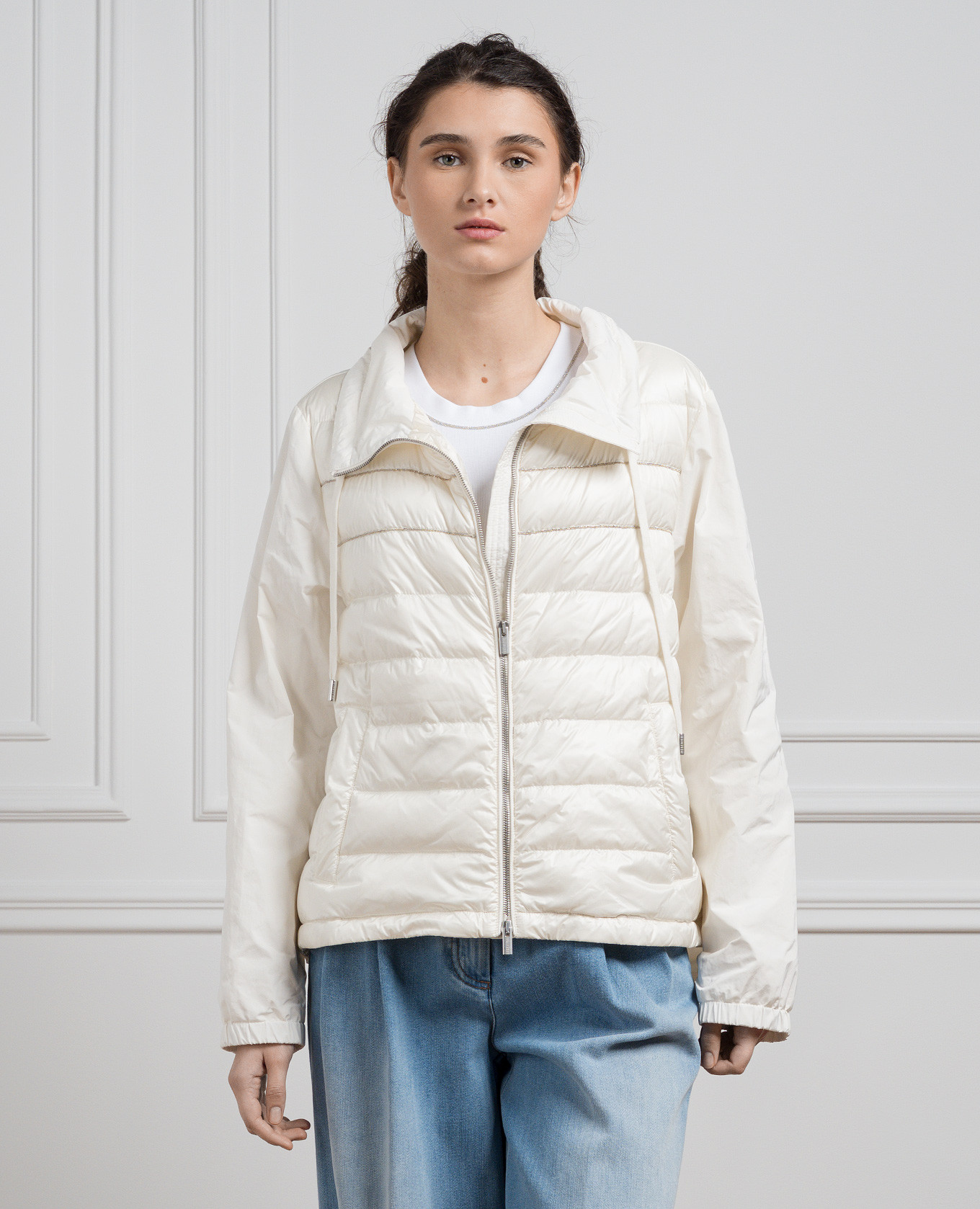 

White combo jacket with monil chain Peserico
