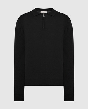 Cashmere&Whiskey Black wool polo shirt 94394Z