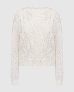 Peserico Beige jumper with sequins S99152F0309110