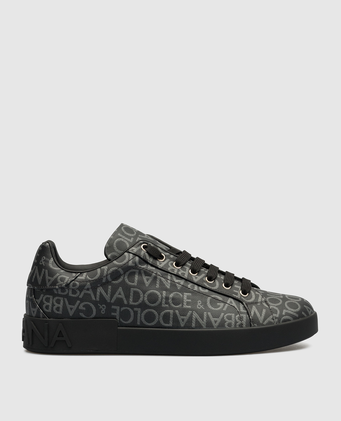 Gray portofino trainers with logo monogram dolce&gabbana