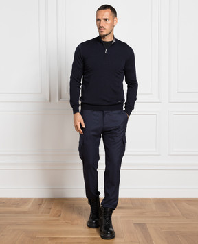 Marco Pescarolo Pompei blue checkered wool cargo POMPEI48PR3