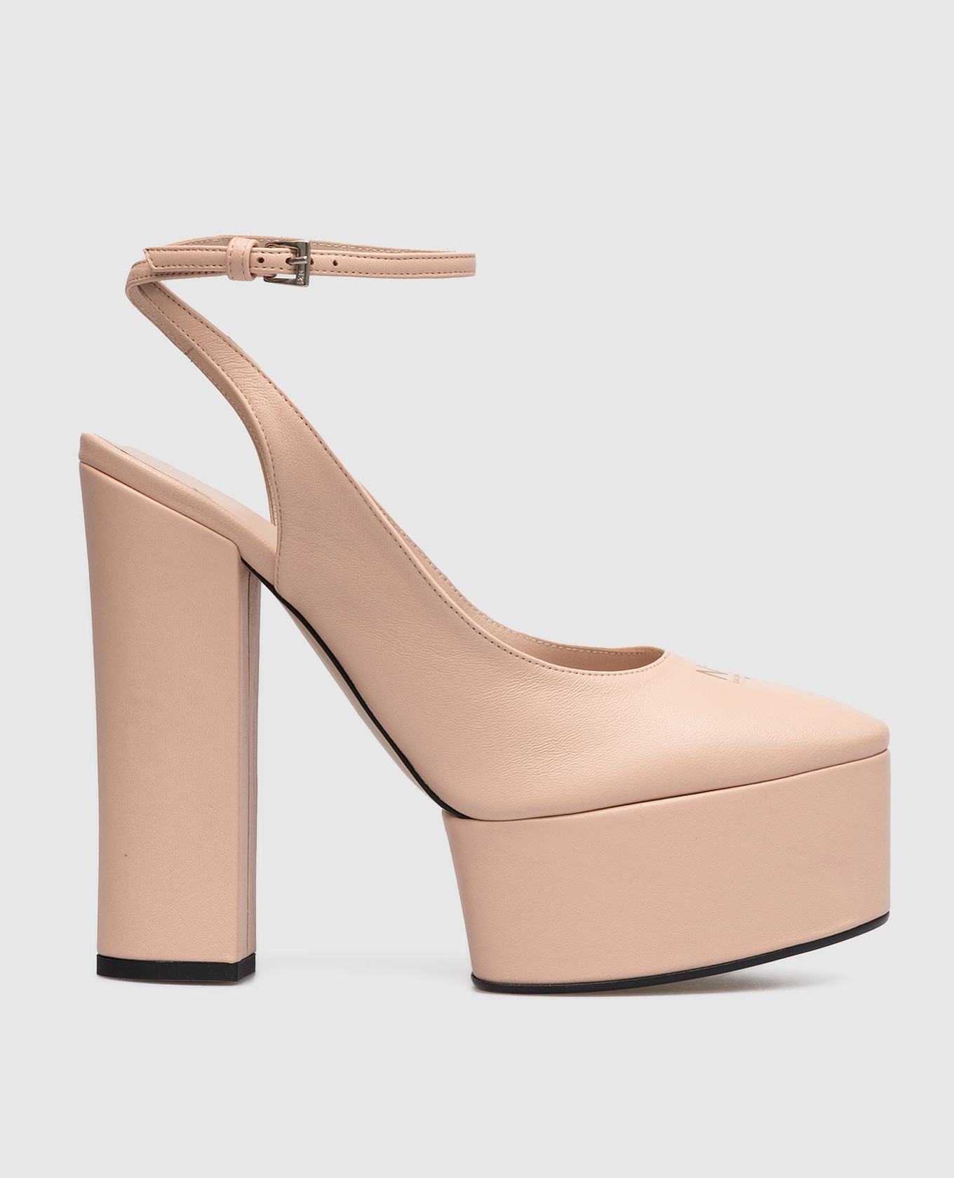 Beige leather slingbacks with logo print n21